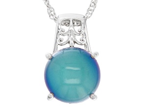 Aurora Moonstone Rhodium Over Sterling Silver Pendant With Chain
