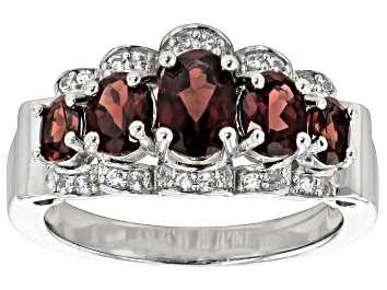 Picture of Red Garnet Rhodium Over Sterling Silver Ring 1.95ctw
