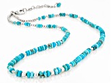 Sleeping Beauty Turquoise Rhodium Over Sterling Silver 18" Beaded Necklace