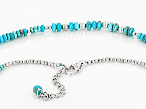 Sleeping Beauty Turquoise Rhodium Over Sterling Silver 18 Beaded Necklace