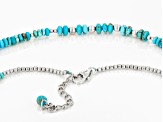 Sleeping Beauty Turquoise Rhodium Over Sterling Silver 18" Beaded Necklace