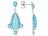Blue Sleeping Beauty Turquoise Rhodium Over Sterling Silver Dangle Earrings .18ctw