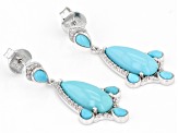 Blue Sleeping Beauty Turquoise Rhodium Over Sterling Silver Dangle Earrings .18ctw