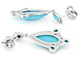Blue Sleeping Beauty Turquoise Rhodium Over Sterling Silver Dangle Earrings .18ctw