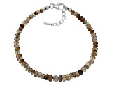 Andalusite Rhodium Over Sterling Silver Beaded Bracelet