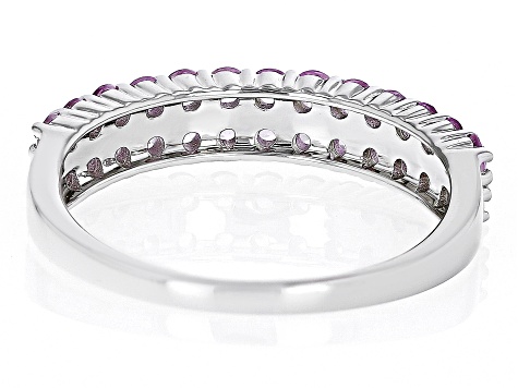 Pink Sapphire Rhodium Over Sterling Silver Band Ring 0.88ctw