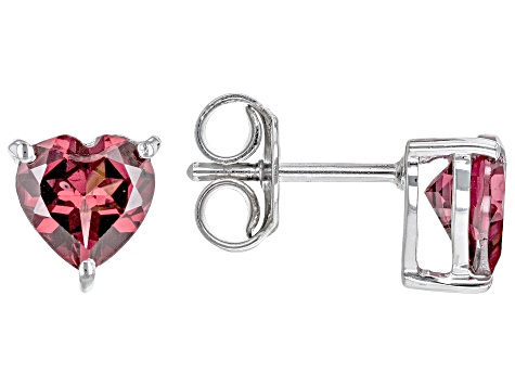 Red Garnet Rhodium Over Sterling Silver Heart Ring, Earring & Pendant With Chain Set 4.08ctw