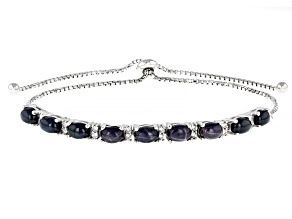 Star Blue Sapphire Rhodium Over Sterling Silver Bolo Bracelet