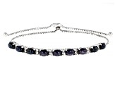 Star Blue Sapphire Rhodium Over Sterling Silver Bolo Bracelet