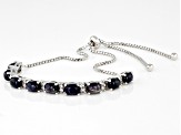 Star Blue Sapphire Rhodium Over Sterling Silver Bolo Bracelet