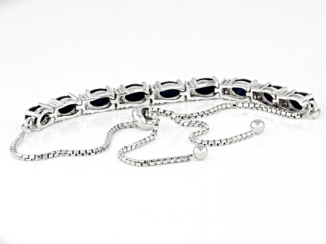 Star Blue Sapphire Rhodium Over Sterling Silver Bolo Bracelet