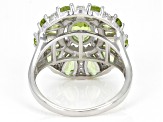 Green Peridot Rhodium Over Sterling Silver Ring 3.64ctw