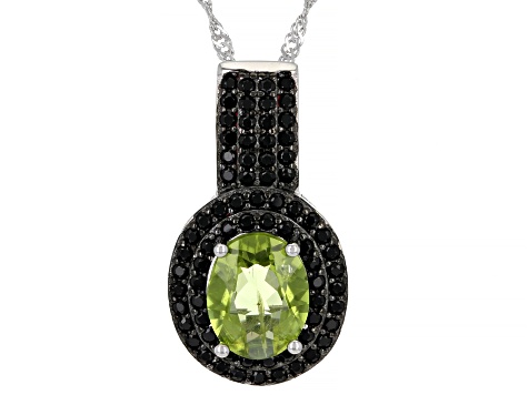 Green Peridot Rhodium Over Sterling Silver Pendant With Chain 2.61ctw