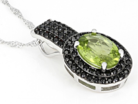 Green Peridot Rhodium Over Sterling Silver Pendant With Chain 2.61ctw