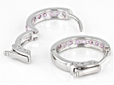 Pink Sapphire Rhodium Over Sterling Silver Hoop Earrings 0.61ctw