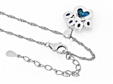 Blue Composite Turquoise Rhodium Over Sterling Silver Paw Print Pendant With Chain