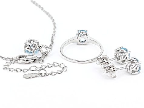 Sky Blue Glacier Topaz Rhodium Over Sterling Silver Jewelry Set 3.40ctw