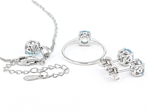 Sky Blue Topaz Rhodium Over Sterling Silver Jewelry Set 3.40ctw