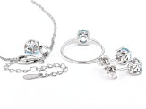 Sky Blue Glacier Topaz Rhodium Over Sterling Silver Jewelry Set 3.40ctw