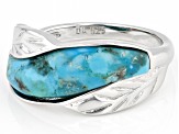 Blue Turquoise Rhodium Over Sterling Silver Band Ring