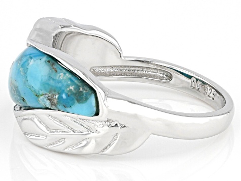 Blue Turquoise Rhodium Over Sterling Silver Band Ring