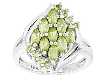 Picture of Green Peridot Rhodium Over Sterling Silver Ring 1.46ctw