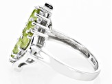 Green Peridot Rhodium Over Sterling Silver Ring 1.46ctw