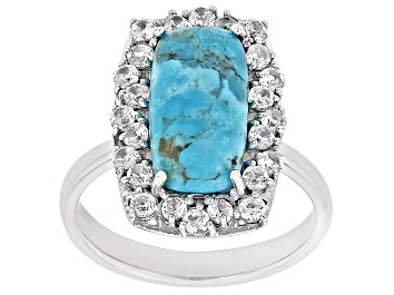 Picture of Blue Turquoise Rhodium Over Sterling Silver Ring 1.32ctw