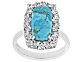 Blue Turquoise Rhodium Over Sterling Silver Ring 1.32ctw