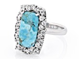 Blue Turquoise Rhodium Over Sterling Silver Ring 1.32ctw