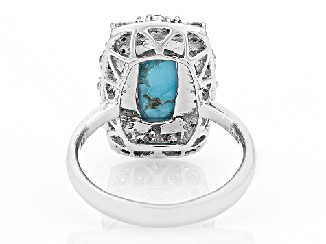 Blue Turquoise Rhodium Over Sterling Silver Ring 1.32ctw