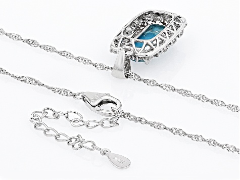 Blue Turquoise Rhodium Over Silver Pendant With Chain 1.32ctw