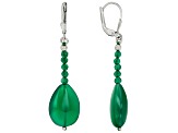 Green Onyx Rhodium Over Sterling Silver Dangle Earrings