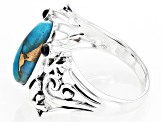 Blue Turquoise With Black Onyx Sterling Silver Frog Ring