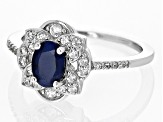 Blue Sapphire Rhodium Over Sterling Silver Ring 1.32ctw