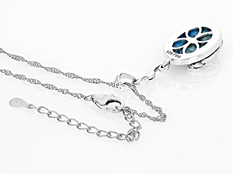 Blue Turquoise Sterling Silver Pendant With Chain