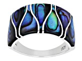 Multi-Color Abalone Shell Sterling Silver Band Ring