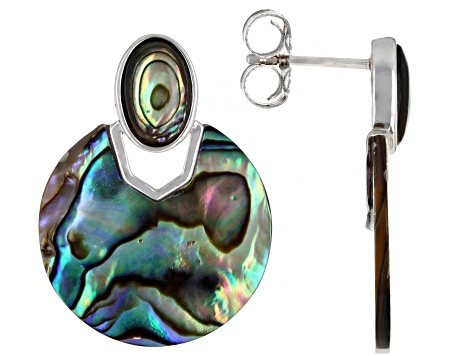 Mutli-Color Abalone Shell Sterling Silver Earrings