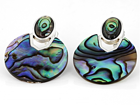 Mutli-Color Abalone Shell Sterling Silver Earrings