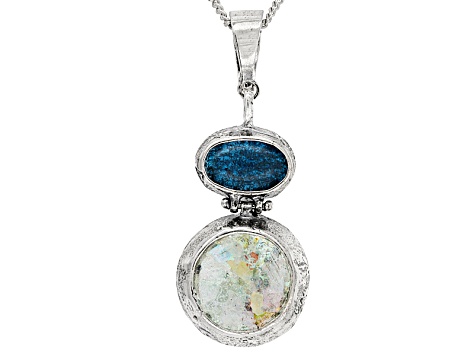 Multicolor Man Made Roman Glass Silver Enhancer With Chain