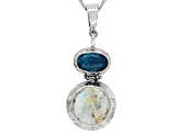 Multicolor Man Made Roman Glass Silver Enhancer With Chain
