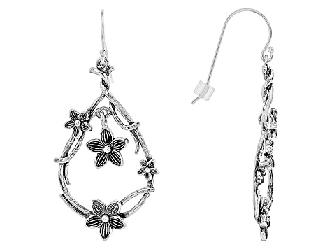 Silver Flower Dangle Earrings Isl400 Jtv Silver Flower Dangle Earrings