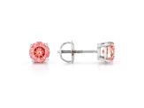 Pink Lab-Grown Diamond 14K White Gold Solitaire Stud Earrings 1.50ctw