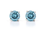 Blue Lab-Grown Diamond 14K White Gold Solitaire Stud Earrings 0.75ctw