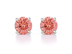 Pink Lab-Grown Diamond 14K White Gold Stud Earrings 0.75ctw