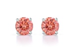 Pink Lab-Grown Diamond 14K White Gold Solitaire Stud Earrings 0.75ctw