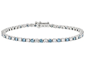 Blue and White Lab-Grown Diamond 14k White Gold Bracelet 5.00ctw