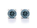 Blue Lab-Grown Diamond 14K White Gold Solitaire Stud Earrings 0.50ctw