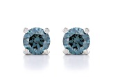 Blue Lab-Grown Diamond 14K White Gold Solitaire Stud Earrings 0.50ctw