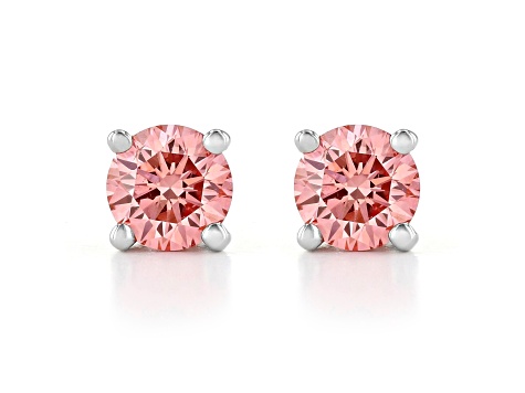 Pink Lab-Grown Diamond 14K White Gold Stud Earrings 0.50ctw - J13SQYB ...